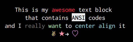ansi text block center aligned!